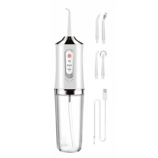 Water Flosser Cordless Teeth Cleaner,Water Dental Flosser with 3 Modes 4 Jets Rechargeable IPX7 Waterproof Dental Oral Irrigator for Travel Home Braces (White)