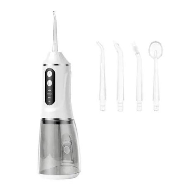 Water Flosser for Teeth, 380ML Cordless Oral Irrigator, Rechargeable Dental Flosser Picks with 3 Modes 4 Jet Tips, White
