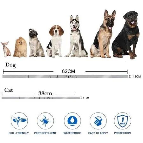 Waterproof 65cm adjustale Pet Flea and Tick Collar with 8-Month Protection for Over 18 Pounds Large Dogs(Random Style)