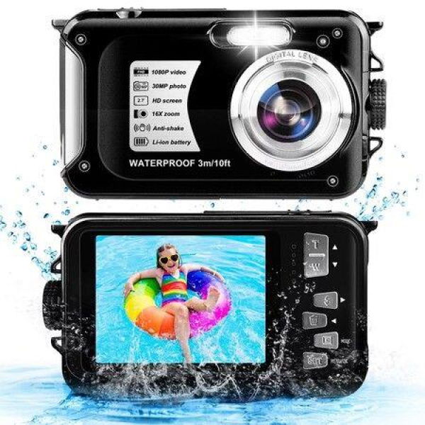 Waterproof Camera 30 MP Full HD 1080P Video Recorder 16X Zoom Selfie Dual Screens Digital Camera