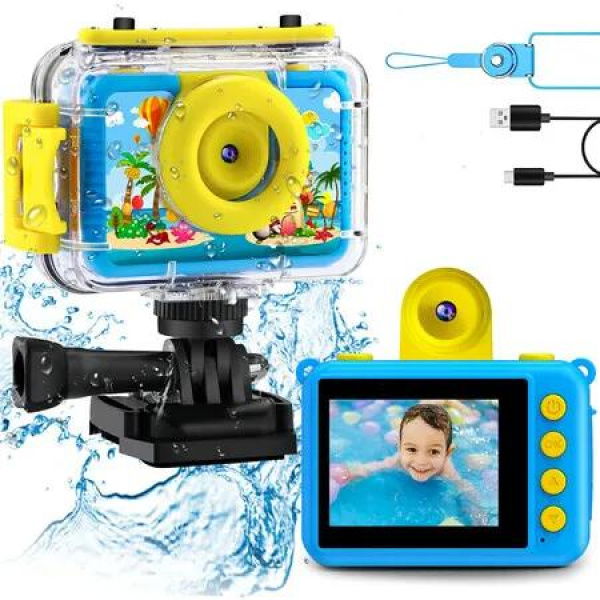 Waterproof Camera Digital Action Underwater Camera for Kids Snorkeling with 180 Degree Flip Len,20MP 1080P Sports Action for Swinmming,Skiing,Surfing