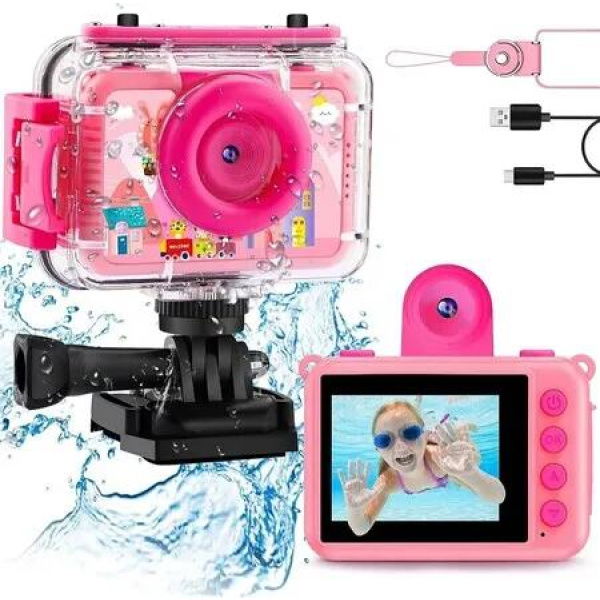 Waterproof Camera Digital Action Underwater Camera for Kids Snorkeling with 180 Degree Flip Len,20MP 1080P Sports Action for Swinmming,Skiing,Surfing