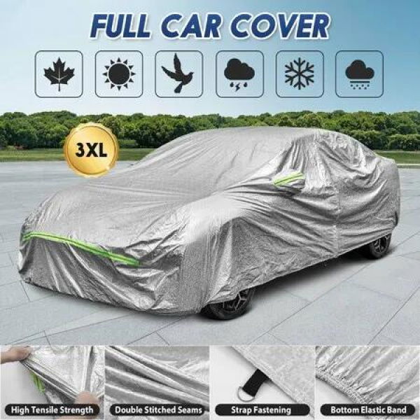 Waterproof Car Cover Auto Automobile Outdoor Heavy Duty Protection All Weather Full Vehicle Protector Dust Wind UV Proof with Storage Bag 3XL