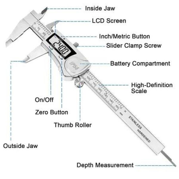 Waterproof Digital Caliper: 0-150mm Stainless Steel Electronic Vernier Calipers with IP54 Protection