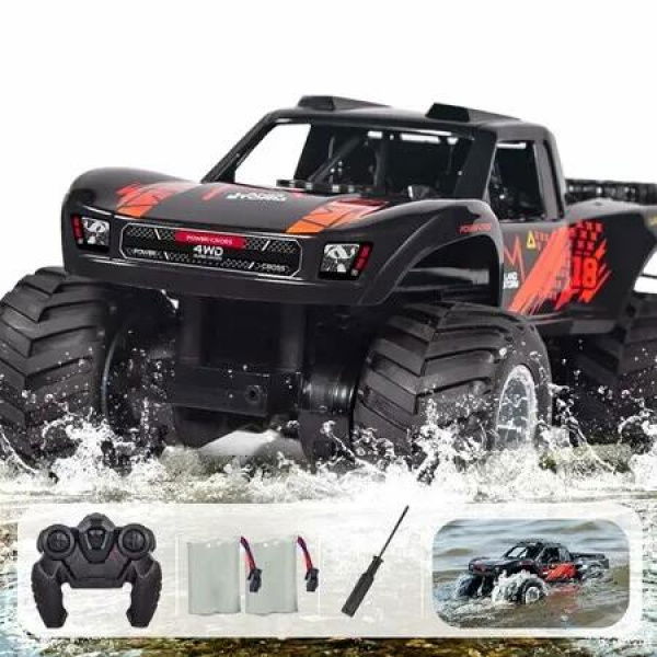Waterproof Monster Trucks 2.4G Amphibious Rc Car 1:16 Scale All-Terrain Rc Boat 4WD, 4-12 Year Old Boy Toys Gifts-Orange