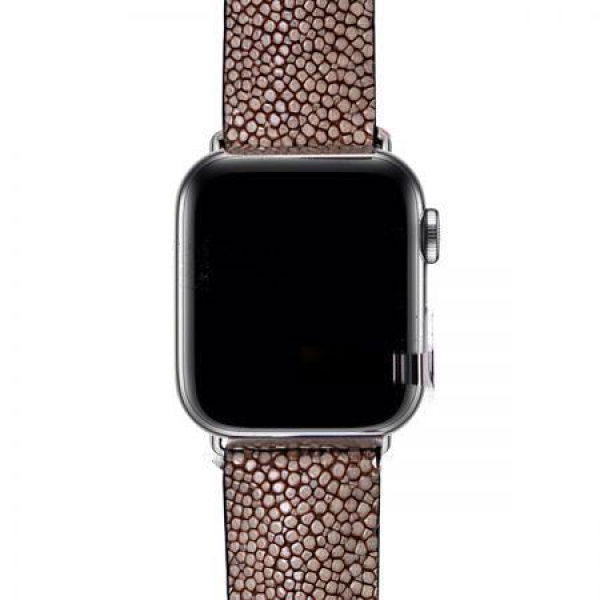 Waterproof Pearl Shell Manta Ray Leather Apple Watch Band 38mm 40mm 42mm 44mm Compatible