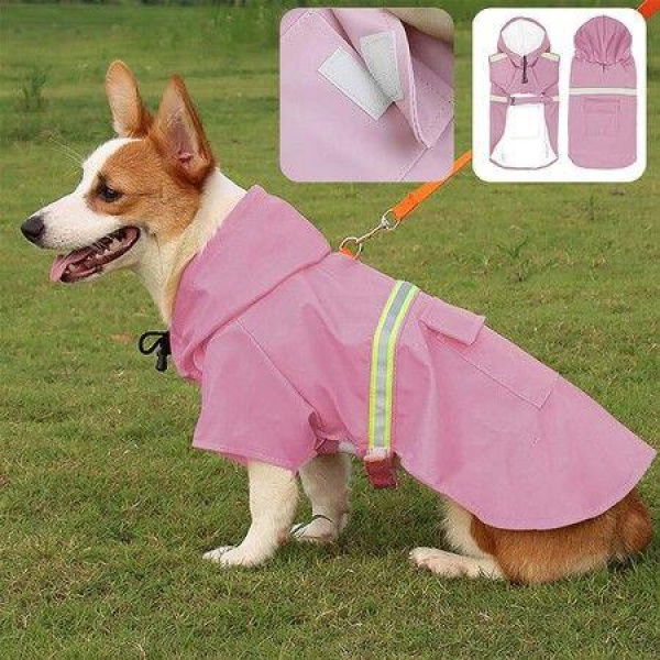 Waterproof Pet Dog Coat Jacket Vest Raincoat Clothes Dog Rain Coat Reflective Color Pink Size 4XL