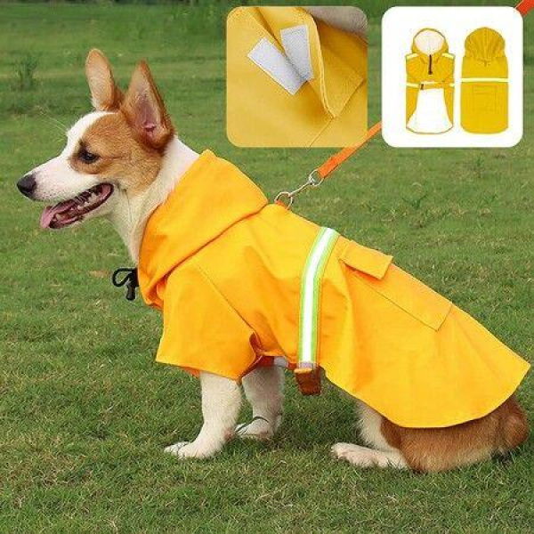 Waterproof Pet Dog Coat Jacket Vest Raincoat Clothes Dog Rain Coat Reflective Color Yellow Size S