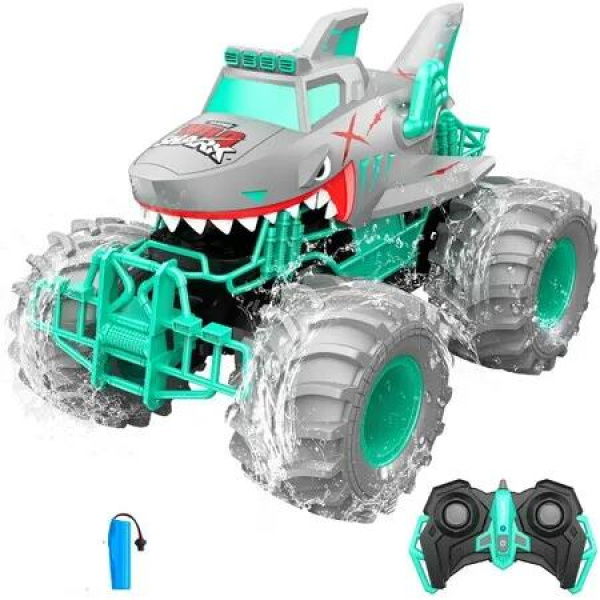 Waterproof Remote Control Car 1:16 Amphibious RC Cars 4WD All Terrain Off Road Monster Trucks Toys,RC Truck Toys for 3+ Year Old Boys Birthday Gift,Grey