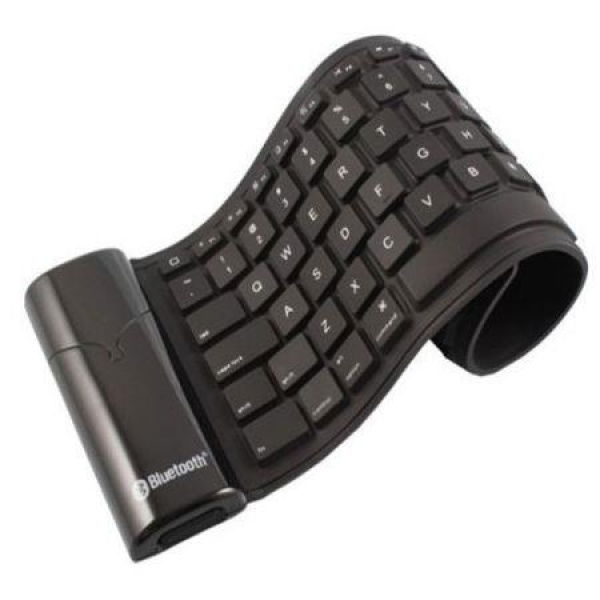 Waterproof Roll Up Flexible Bluetooth Wireless Keyboard For Apple IPhone IPad - Black