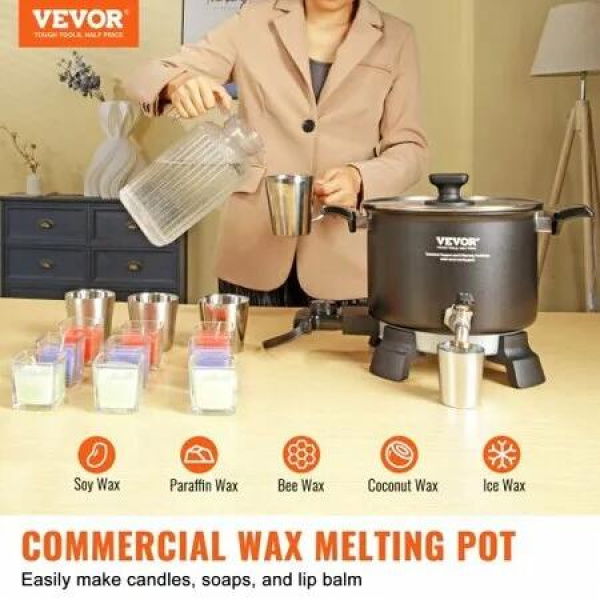 Wax Melter for Candle Making, 5 Liter Large Electric Wax Melting Pot Easy Pour Spout, 4-level Temperature Control, Easy Clean for Candle Soap Cream Beauty Bulk Production Business or Home