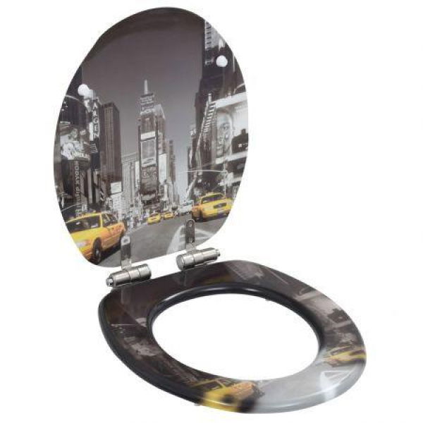 WC Toilet Seat With Soft Close Lid MDF New York Design