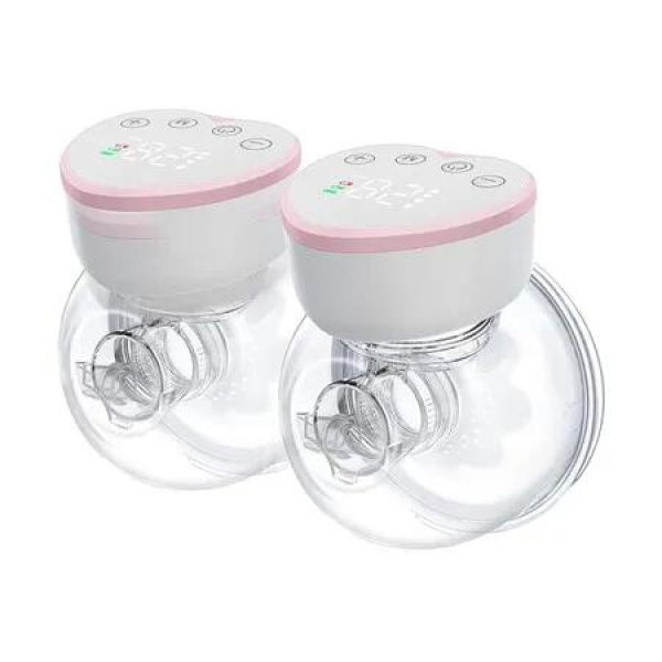 Wearable Breast Pump, Hands Free Electric Breast Pump with 4 Mode 12 Levels, Leak Proof Design and Low Noise (Pink)