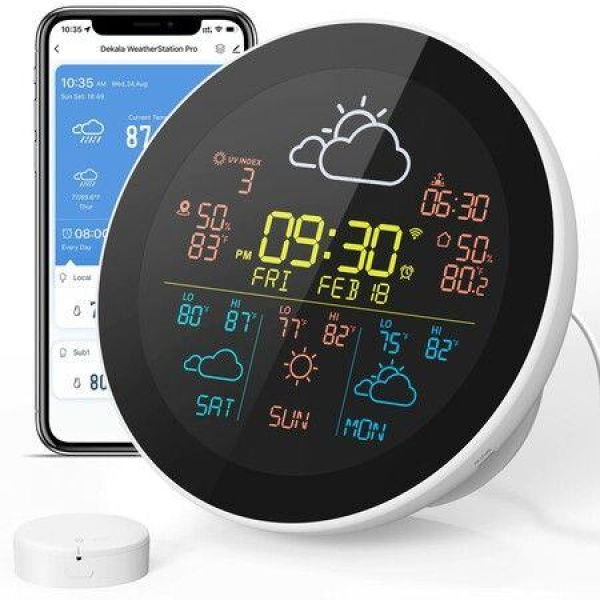 Weather Clock 3-Day Weather Forecast Station Wireless Thermometer Hygrometer Humidity Gauge Atomic Alarm Clock-1 Sensor