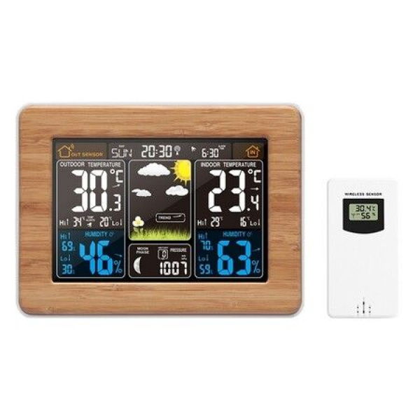 Weather Station 3365 Temperature Humidity Barometer Snooze Function Alarm Clock With Outdoor Sensor