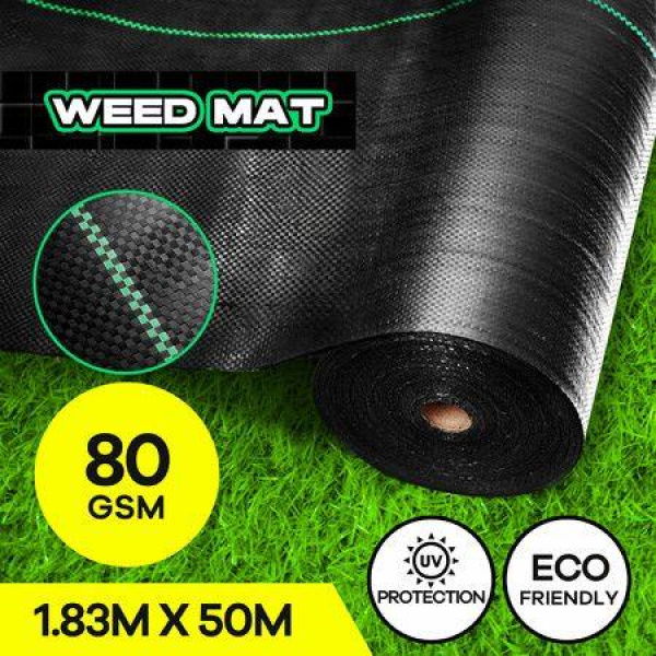 Weed Control Mat Barrier Gardening Ground Cover Landscape Plastic Block Guard 80 GSM 1.83 X 50 M.