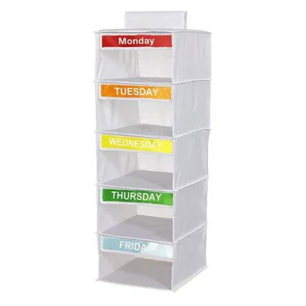 Weekly Clothes Organizer For Daily Clothes Monday To Friday Clothes Organizer Closet Organizer Color White