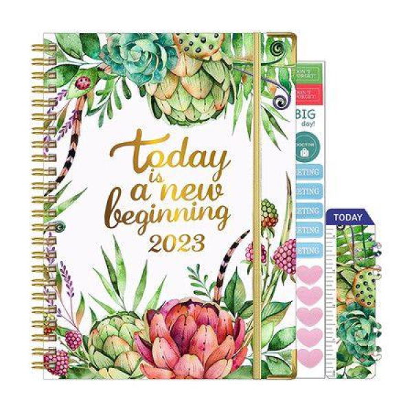 Weekly Monthly Planner Spiral Calendar Planner With Hardcover Tabs Back Pocket Stickers Bookmark