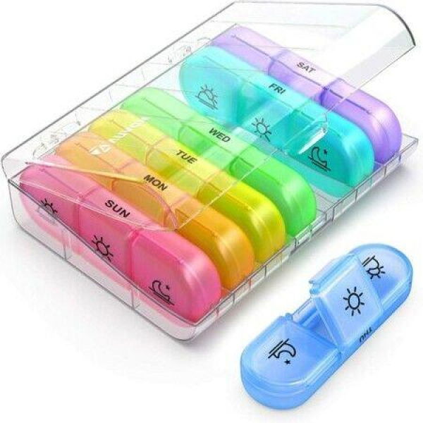 Weekly Pill Organizer 3-Times-A-DayPortable 7 Day Pill Box Case With Large Separate Compartments To Hold MedicationVitaminsFish Oil And Supplements