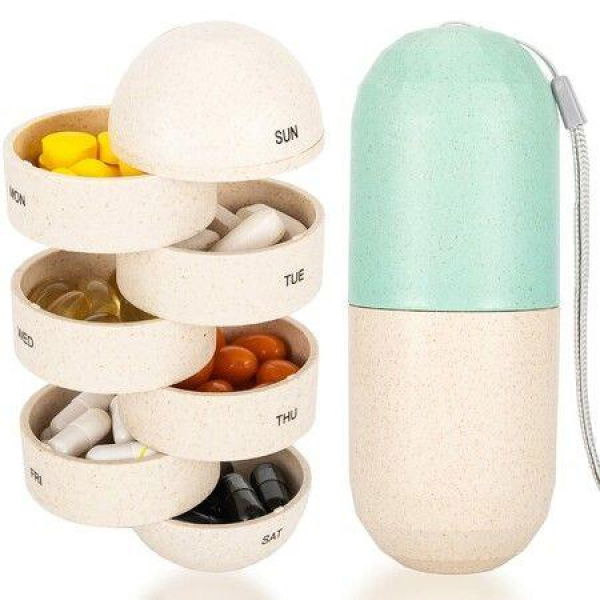 Weekly Pill OrganizerDamp Proof Pill BoxPortable Pocket Pill Box Dispenser For Outdoors Travel For Trip Vacation Men Women Gift