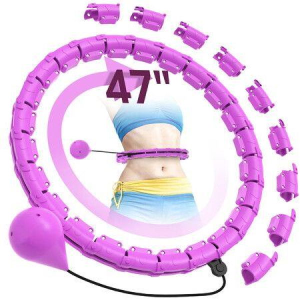 Weighted Hula Circle Hoops For Adults Weight Loss Infinity Hoop Fit Plus Size 47 Inch 24 Detachable Links Exercise Hula Hoop Suitable For Women And Beginners (Purple)