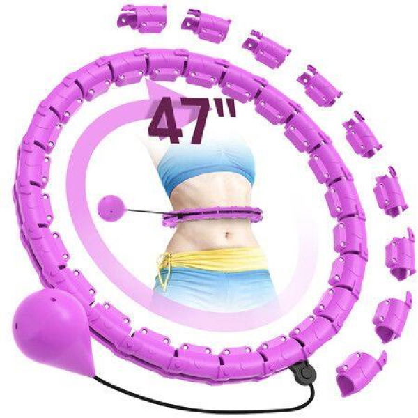 Weighted Hula Circle Hoops,Infinity Hoop Fit Plus Size 47 Inch,24 Detachable Links,Exercise Hoola Hoop Suitable for Women and Beginners (Purple)
