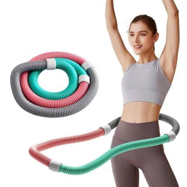 Weighted Soft Spring Hula Hoop for Men Women, 3lb Foldable for Home and Travel, Portable Slimming Fitness Hoop