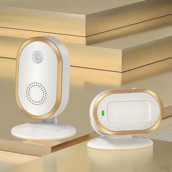 Welcome Doorbell, Motion Sensor Doorbell, Door Chime for Business When Entering, Store Welcome Entry Bellring, Multi languages 4 Volume Levels, Golden