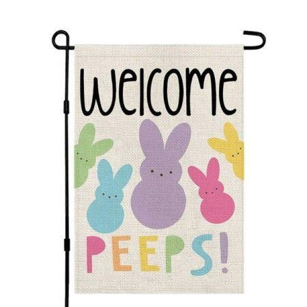 Welcome Easter Garden Flag Double Sided Vertical 12Ã—18 Inch Bunny Banners Spring Yard Outdoor Farmhouse Decoration