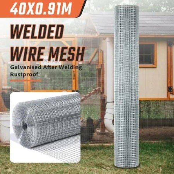 Welded Wire Mesh Fence 40mx0.91m Chicken Coop Tree Plant Guard Rabbit Cage Animal Enclosure Post Welding Hot Galvanised Netting Fencing Roll