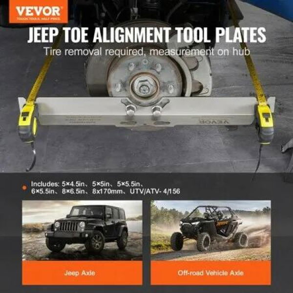 Wheel Alignment Tool, 2-Pack Toe Alignment Toe Plates, Stainless Steel Wheel Alignment Tool Plate, Toe Angle Accurate Measurement, Includes 2 Measuring Tapes & Conversion Chart