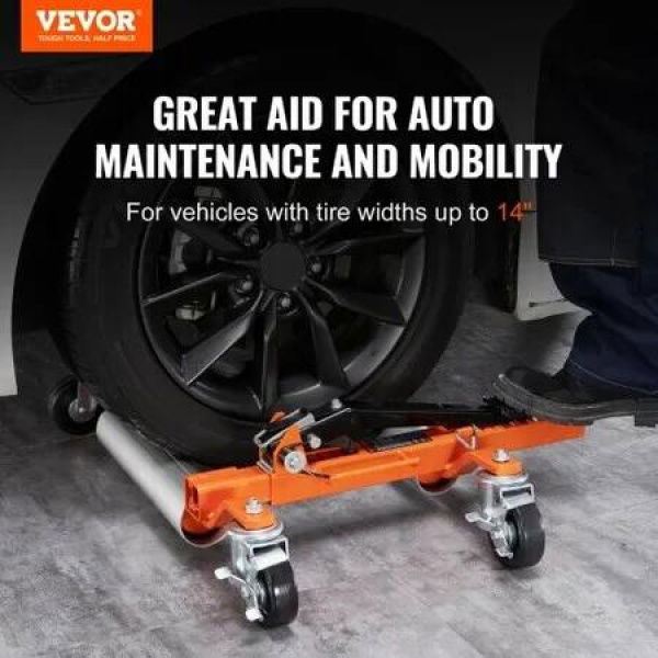 Wheel Dolly, 1500 LBS Car Wheel Dolly Jack, Mechanic Lift with Ratcheting Foot Pedal, Vehicle Positioning Hydraulic Tire Jack, Ratchet Type Tire Skates, for Vehicle Car Auto Repair Moving