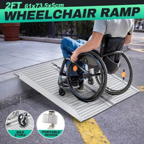 Wheelchair Ramp Steps Stairs Folding Portable Threshold Mobility Aid Handicap 270kg Aluminium Loading Access 61x73.5cm