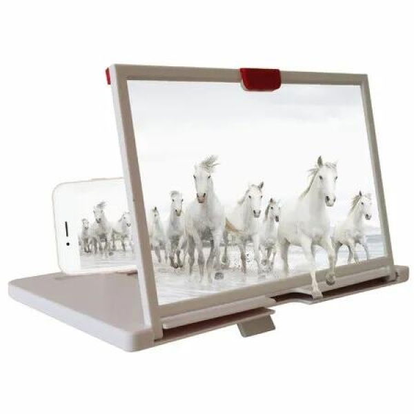 White 10 Inch Pull Out Mobile Video Screen Magnifier 3D Video Screen Amplifier Mobile Phone Holder