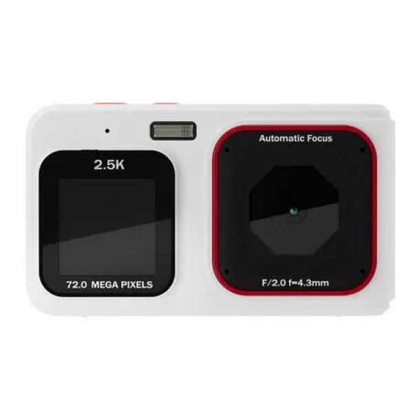 White 2.5K HD Video 16X Zoom MP3 72MP Photo Dual Screen Selfie Camera 32G Memory Card Home Travel Portable