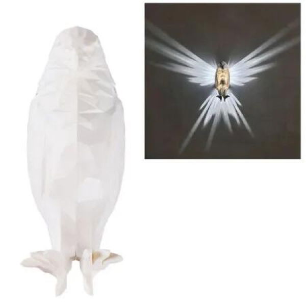 White 3D Owl LED Wall Light Battery Operated Resin Night Lamp 22x11 5x8 5CM White Light Animal Decoration For Staircase Hallway Kitchen