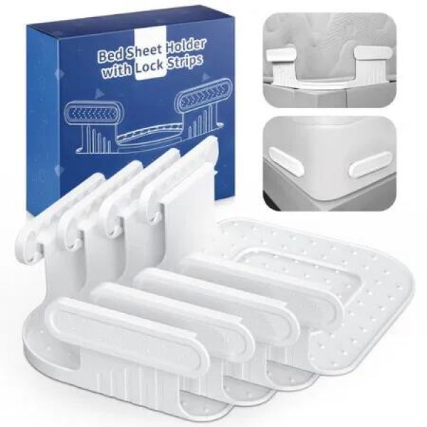 White 4 Pack Invisible Sheet and Bed Cover Clips High-Performance Bed Sheet Fasteners Clips Non-Slip for Mattress Blankets Bed Linen