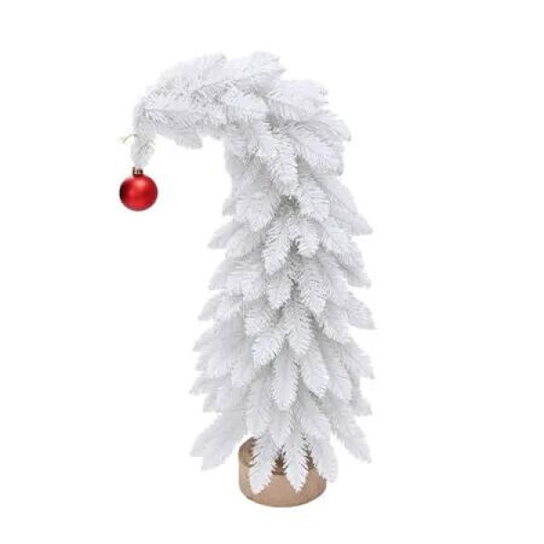 White 50cm Crooked Neck Christmas Tree Small Desktop Decoration Ideal For Christmas Decorations And Festive Events