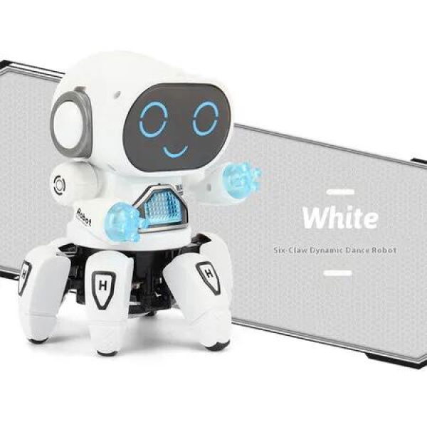 White Dancing Electric Six Clawed Fish Robot Features Dynamic Sound Effects And Cool Lights Ideal Gift For 3+ Years Old