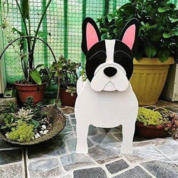 White French Bulldog Flower Pot French Bulldog Flower Pot Dog Shaped Succulent Flower Pot Animal Shaped Succulent Vase For Home Garden Office Desktop Decoration