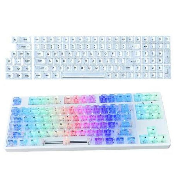 White HighTransparency Keycaps OEM Height Transparent Ice Crystal Full Set Mechanical Keyboard 61 Key 87 Key 98 Key 104 Key
