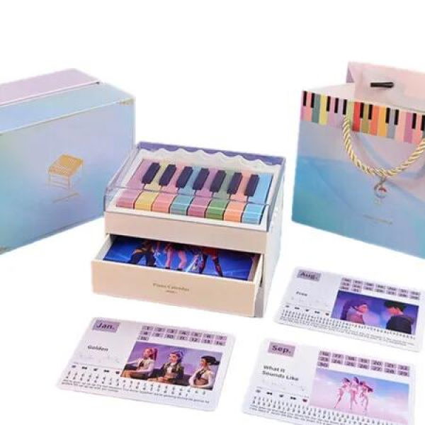 White KPOP Demon Hunters Bluetooth Piano with Lights 8 Instrument Voices Calendar Music Box With Drawers Perfect Gift Idea