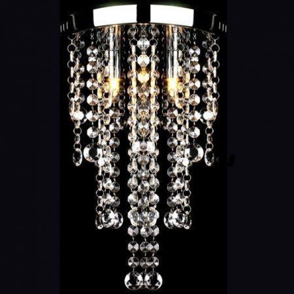 White Metal Ceiling Lamp With Crystal Beads