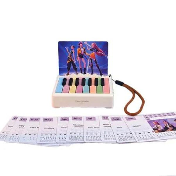 White Mini KPOP Demon Hunters Piano with Lights Calendar Music Box Perfect Gift Idea