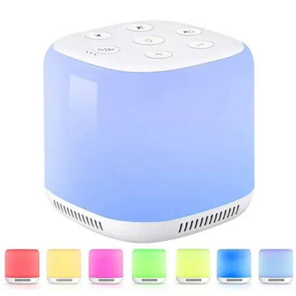 White Noise Machine with 7 Color Night Light and 34 Sleep Aid Sounds for Soothing Emotions, Promoting Sleep, Sound Machine with Timer Adjustable Brightness for Kids