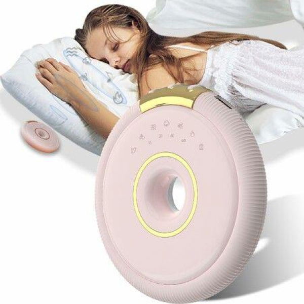 White Noise Machine Bluetooth Pillow Speaker Bone Conduction Sound Machine For Sleeping Portable Sound Machine For Adults And Baby Rechargeable Timer 7 Non-looping Sounds For Travel And Gift (Pink)