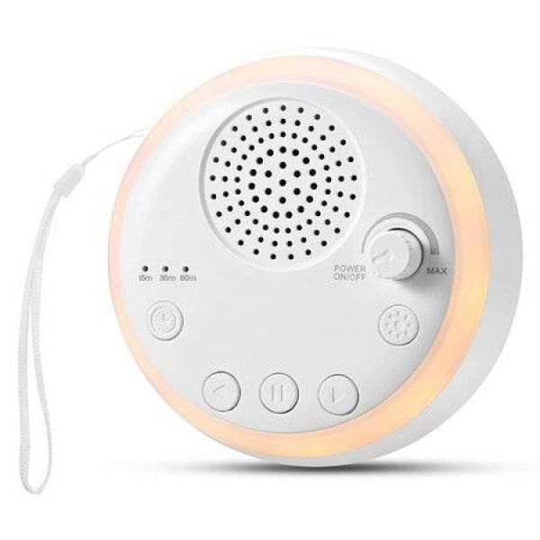 White Noise Machine - Portable Sound Machine For Baby & Adult - Features Powerful Battery - 16 Soothing Sounds - Noise Canceling For Office & Sleeping - Sound Therapy For Home & Travel - Registry Gift.