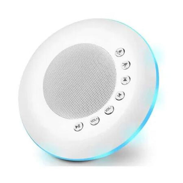 White Noise Sound Machine with 7 Night Light, Portable Sleep Aid Machine for Office Noise Canceling Nursery Travel Lullaby and Rain Sound for Kids