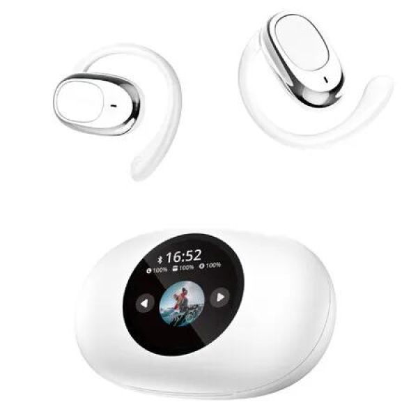 White OnEar Color Screen Bluetooth Headset UltraLong Battery Life HIFI Sound Quality Comfortable Noise Reduction AI Translation Battery Display