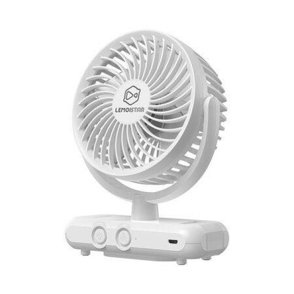 White Portable Clip on Fan 62 Working Hours, Camping Fan with LED Lights & Hook, 4000 Capacity Battery Operated Fan with Clamp, USB Rechargeable